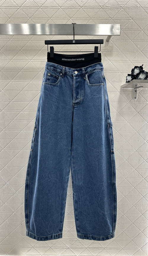 Alexander Wang Detachable Waistband Denim Wide-Leg Pants