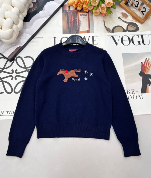 Gucci Long-Sleeved Knit Shirt with Playful Pony Embroidery