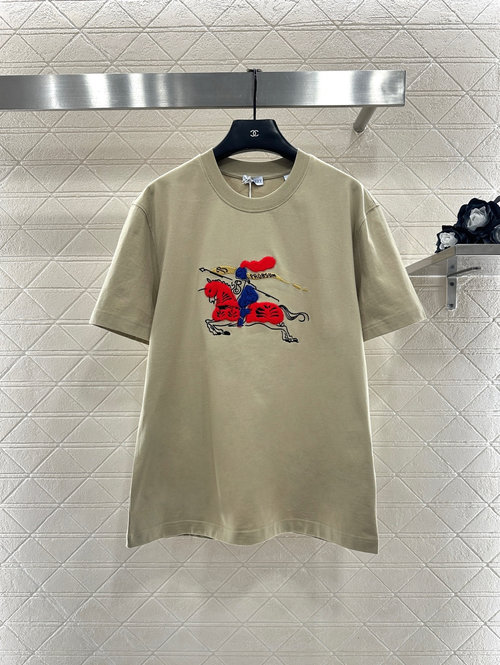Burberry Round Neck T - shirt with Horse Emblem
