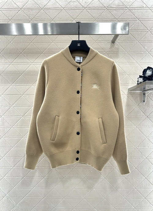 Burberry Custom Knit Collar Baseball Jacket with Horse Embroidery