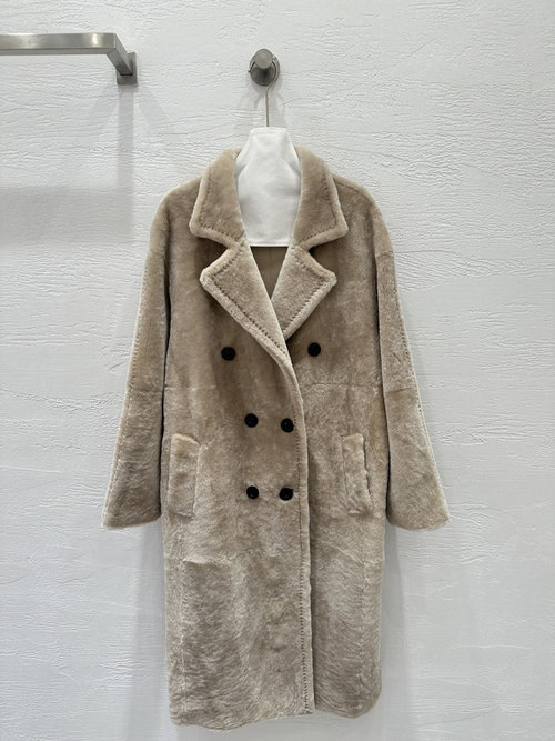Max Mara Classic Double - breasted Exquisite Merino Fur Coat