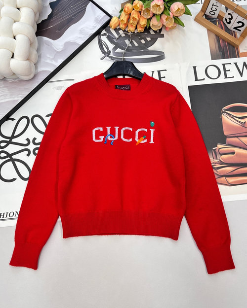 Gucci Custom YB Wool Round-neck Pullover with Embroidered Logo, Cozy