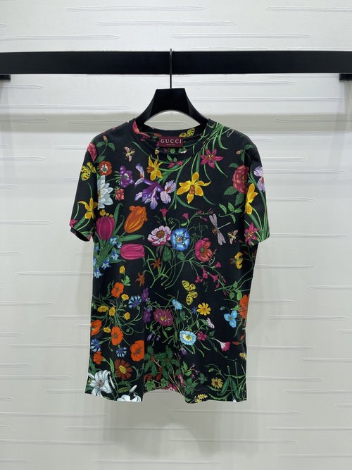Gucci Retro Floral Print Breathable T-Shirt