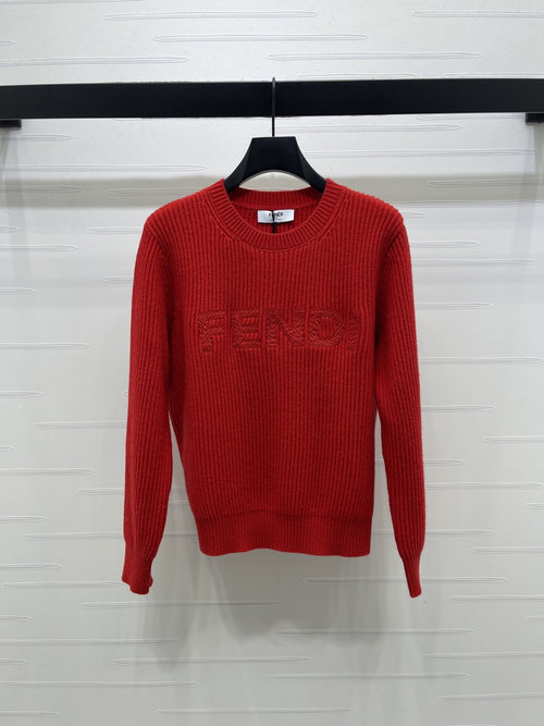 Fendi Regular Loose Fitting Embroidered Letter Round Neck Pullover