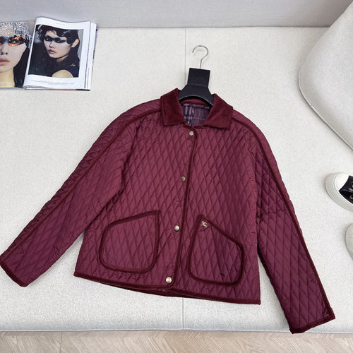 Burberry Quilted Cotton Jacket with Corduroy Collar and Vintage Lining