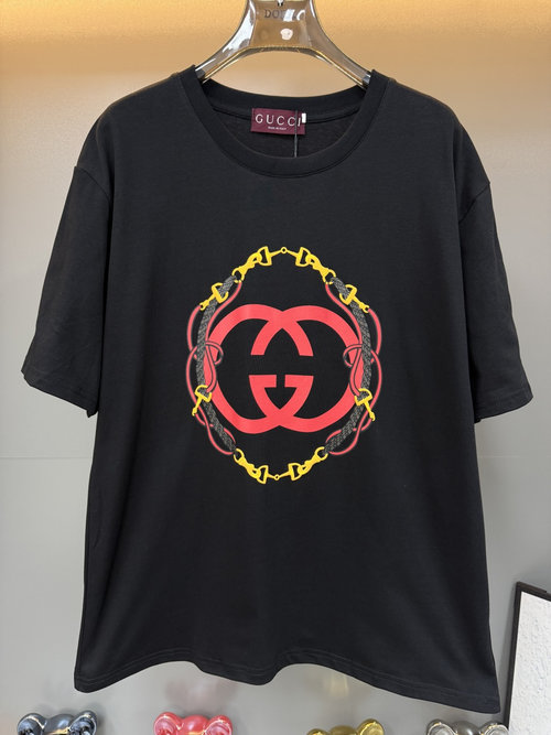 Gucci Exclusive Horse Cartoon Graffiti Pure Cotton T-Shirt