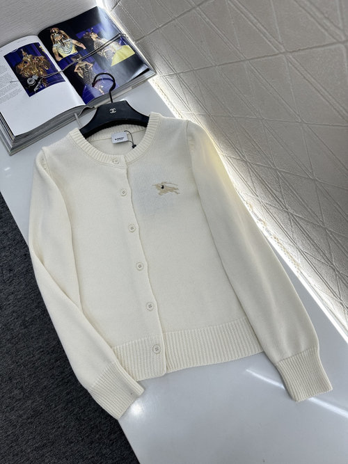 Burberry New Year Horse Embroidered Round Neck Knit Cardigan