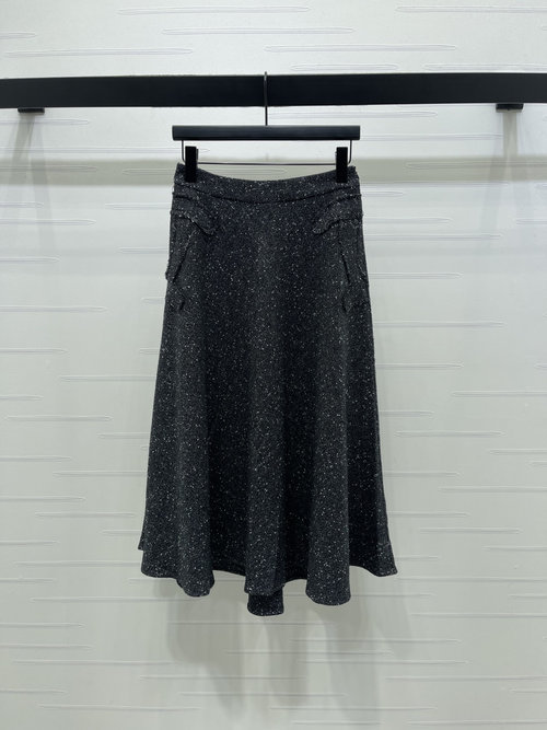 Chanel Snowflake Dot Skirt with Double C Logo and Customized Buttons, New Release