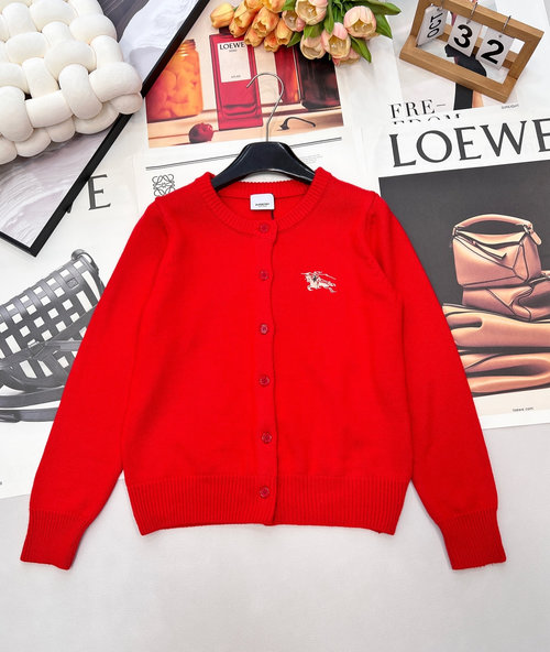 Burberry Soft Knit Cardigan with Standing Horse Embroidery