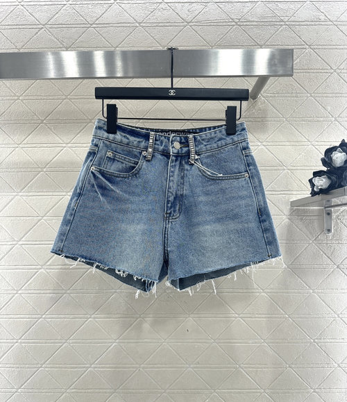 Alexander Wang Custom Denim Shorts with Rhinestones, Elegant and Quality