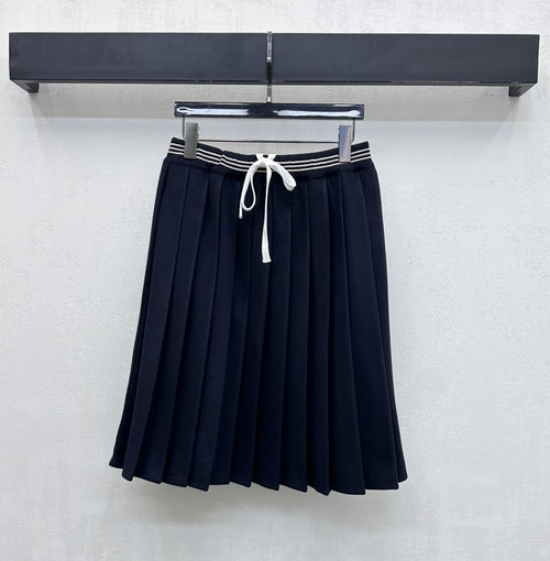 Miu Miu Custom Imported Blend Woolen Drawstring Pleated Skirt, Timeless and Classic