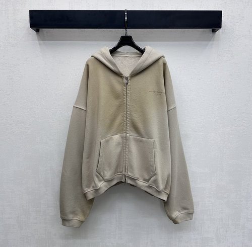 Alexander Wang Starry Rhinestone Logo Zip Hoodie, Cotton Blend, High Street Design