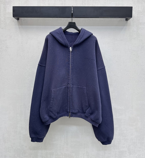 Alexander Wang Starry Rhinestone Logo Zip Hoodie, Cotton Blend, High Street Design