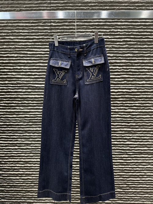 Louis Vuitton New Arrival: Embroidered Letter Double Pocket Jeans Inspired by Louis Vuitton