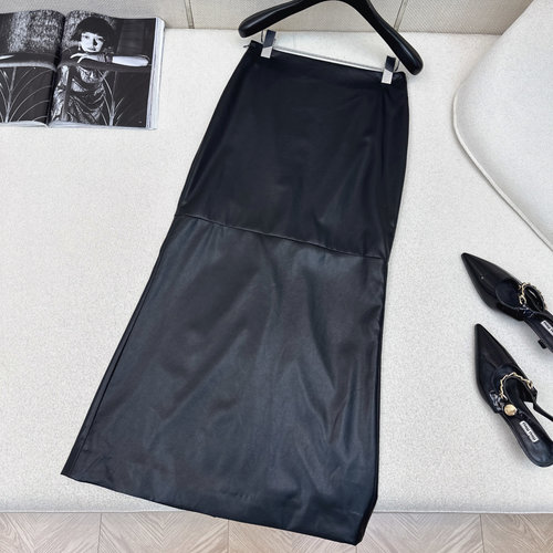 Brunello Cucinelli Versatile Long Wrap-around Skirt with PU Leather, Elegant