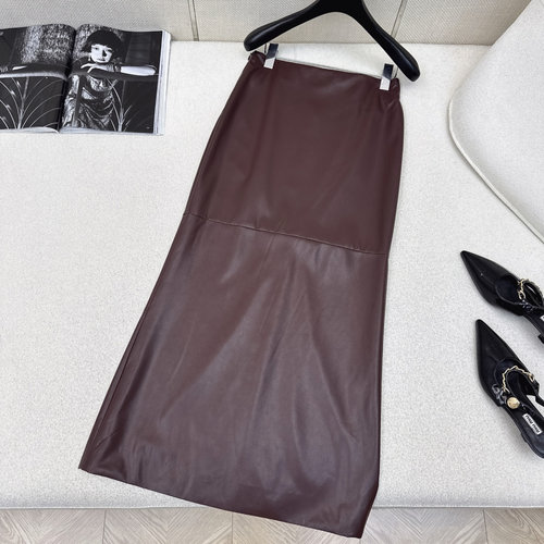 Brunello Cucinelli Versatile Long Wrap-around Skirt with PU Leather, Elegant