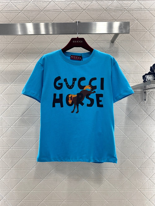 Gucci Circular Print T-Shirt with Cartoon Pony Logo