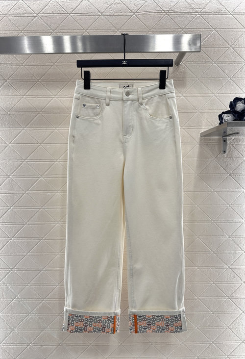 Hermes Pig Nose Logo Straight-Leg Jeans, Elegant and Slimming