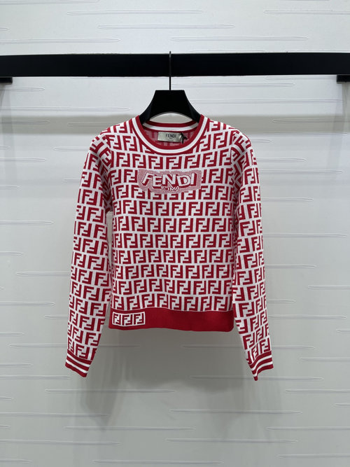 Fendi Letter-Jacquard Knit Long-Sleeve for Elegant Appeal