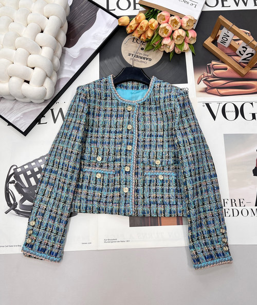 Chanel Customized Wool Blend Dress Coat with Woven Trim
