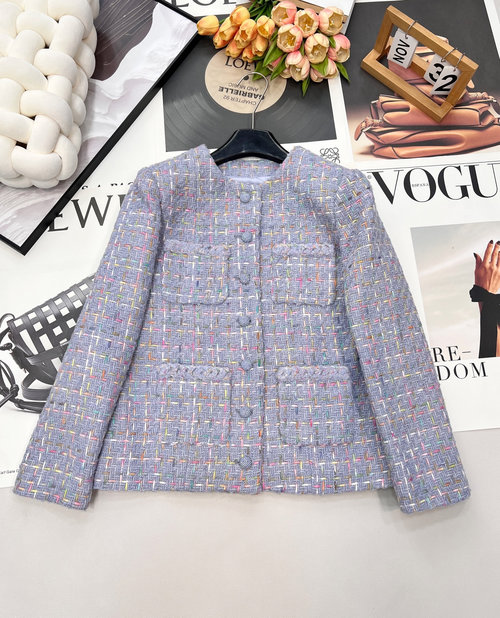 Chanel Round-Neck Knitted Dress with Multiple Pockets