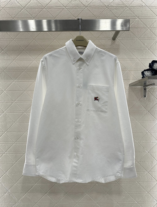 Burberry Embroidered Pocket Turn-down Collar Long Sleeve Shirt