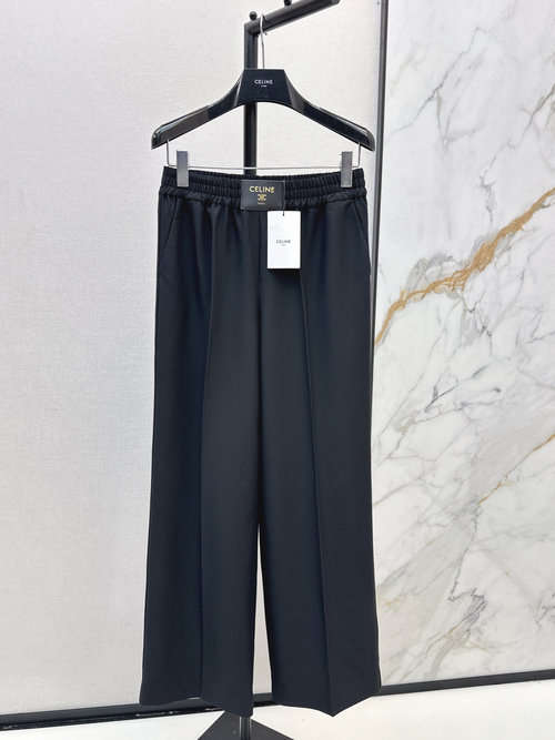Celine Leather Label Straight-Leg Pants, Flattering and Premium-Quality