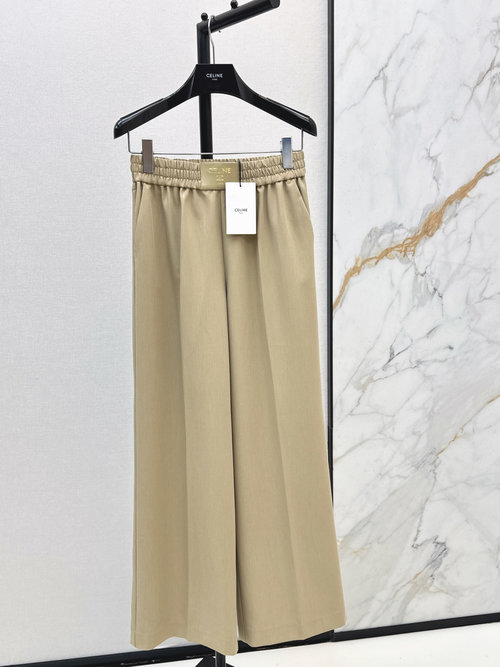 Celine Leather Label Straight-Leg Pants, Flattering and Premium-Quality