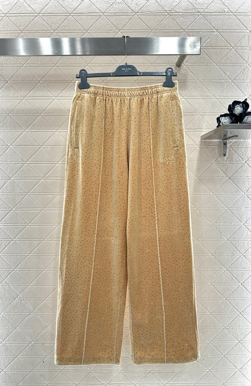 Alexander Wang Sequined Velvet Hooded Jacket and Wide-Leg Pants Set in Khaki