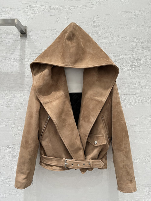 Alaia Exclusive Imported Suede Moto - Style Cotton Jacket, Distinctive Design