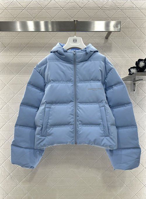 Alexander Wang Hooded Printed Down Jacket with Zipper Pocket