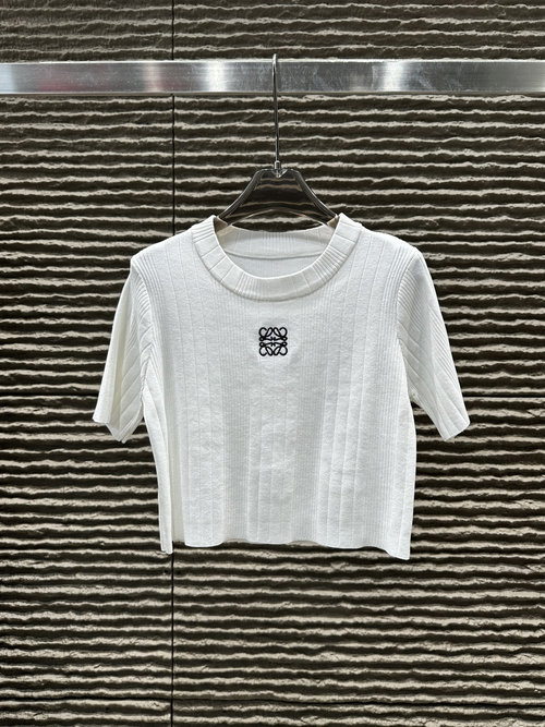 Loewe New Arrival: Embroidered Logo Short Knit Short Sleeve