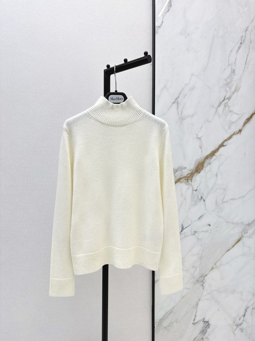 Max Mara High-Neck Cashmere-Wool Blend Sweater, Lazy Style