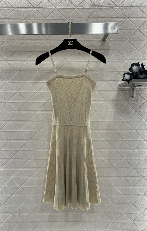 Chanel Custom Yarn Knitted Spaghetti Strap Dress with Shimmering Details