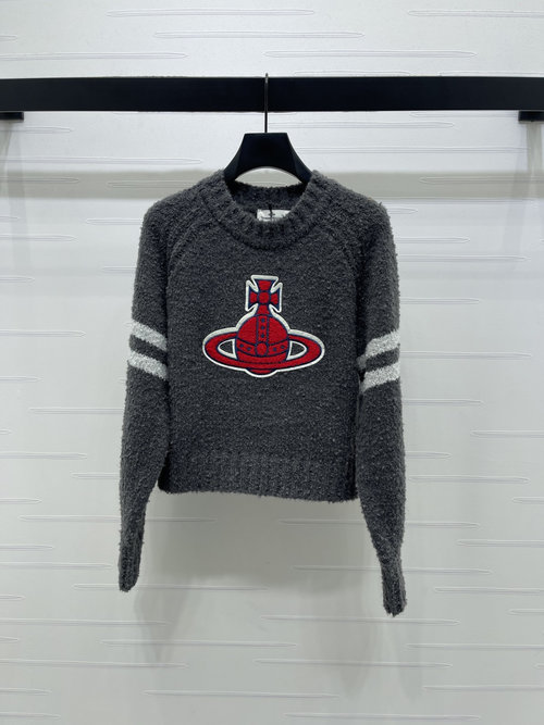 Vivienne Westhood Saturn Logo Crew Neck Knit Sweater, Soft, Warm and Retro