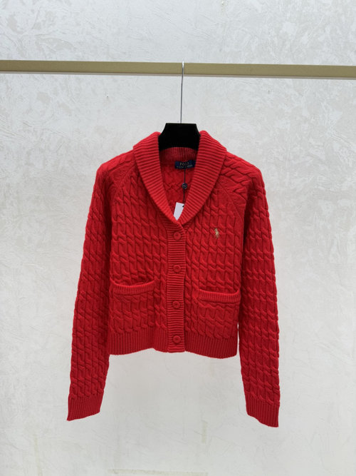 Polo Ralph Lauren Solid V-Neck Long-Sleeve Cardigan Knit in Red
