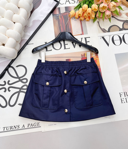 Miu Miu Faux Fur Trimmed Jacket and Skirt Set with Gold Buttons