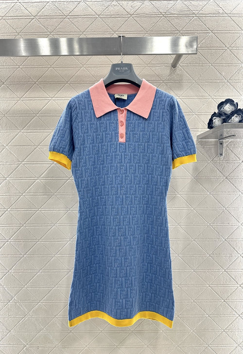 Fendi Customized Silk - Wool Sleeveless Dress with Double - F Logo, Exquisite and Graceful