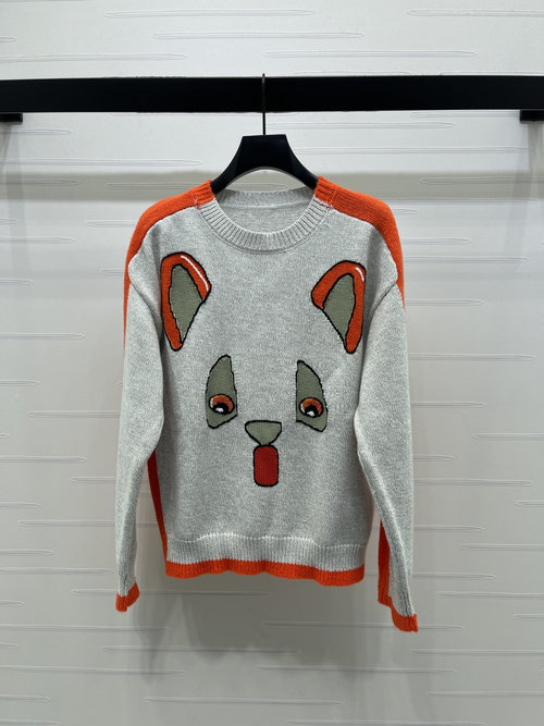 Loewe Custom Knit Sweater with Colorful Cat Design