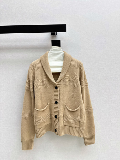 Loro Piana Minimalist V-Neck Cardigan, Wool Yarn, Multiple Colors