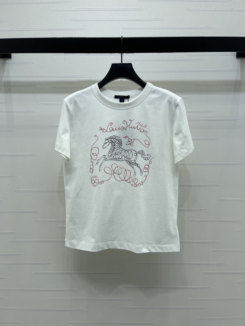 Louis Vuitton Flying Horse Embroidered Short Sleeve T-Shirt with Star Accents