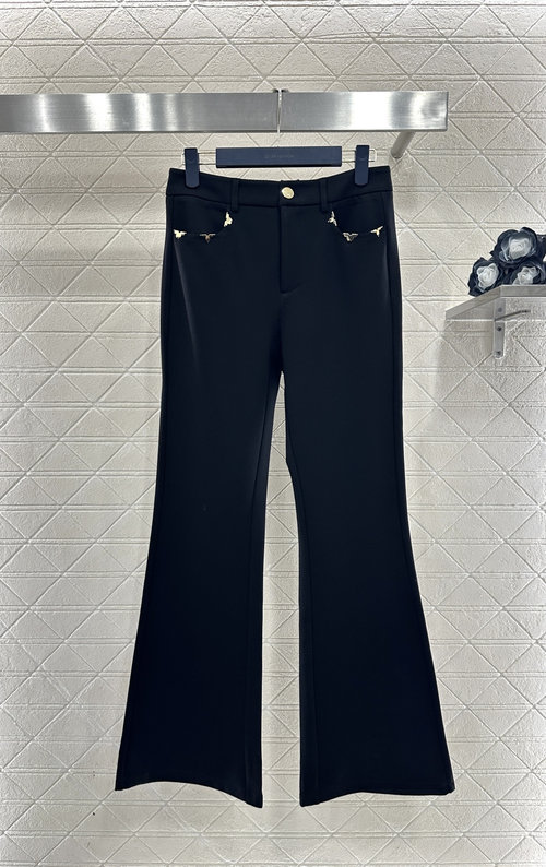 Louis Vuitton Custom High-Waist Micro-Flare Trousers with Gold Accent