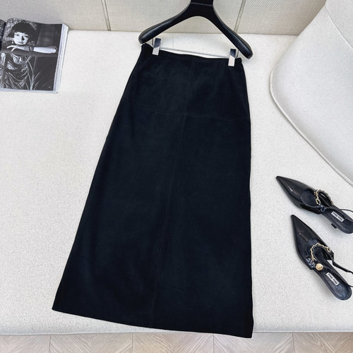 The Row Elegant Italian Luxe Suede Long Half Skirt