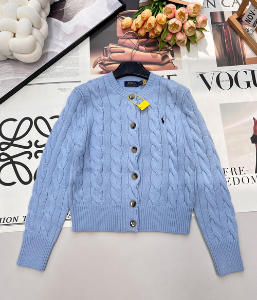 Polo Ralph Lauren Classic Pony Embroidery Wool Blend Open Cardigan