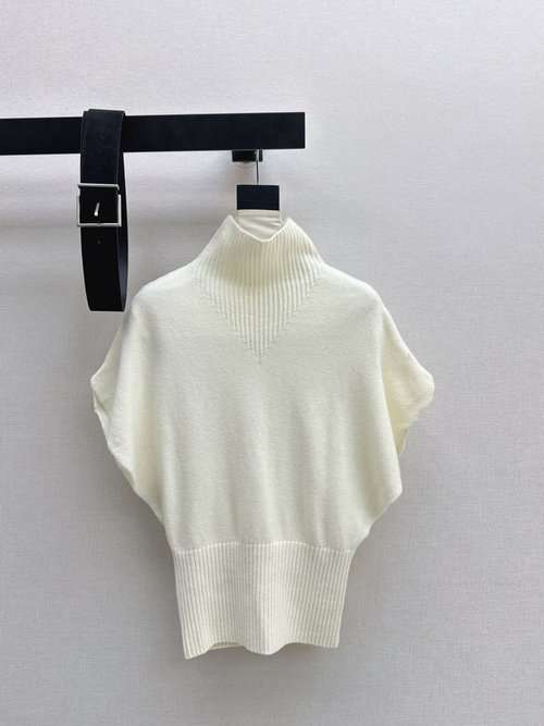 Brunello Cucinelli High-neck Sleeveless Wool Sweater with Belt, Multiple Colors Available