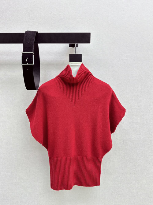 Brunello Cucinelli Stylish High-neck Sleeveless Wool Sweater with Belt