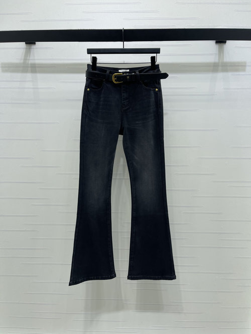 Celine High-Waisted Flared Jeans with Logo