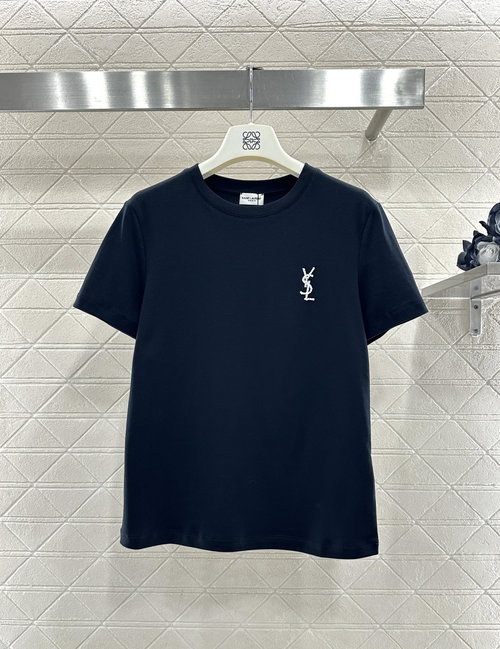 Yves Saint Laurent Versatile Comfortable Cotton Beaded Letter Logo T-shirt