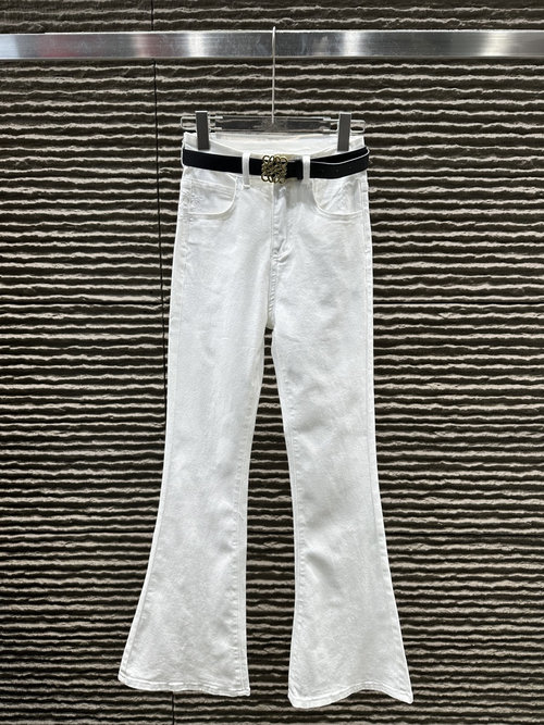 Loewe Side-embroidered Logo Flare Pants with Belt