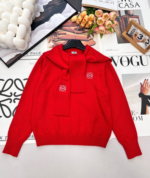 Loewe Knit Sweater with Detachable Shawl and Logo